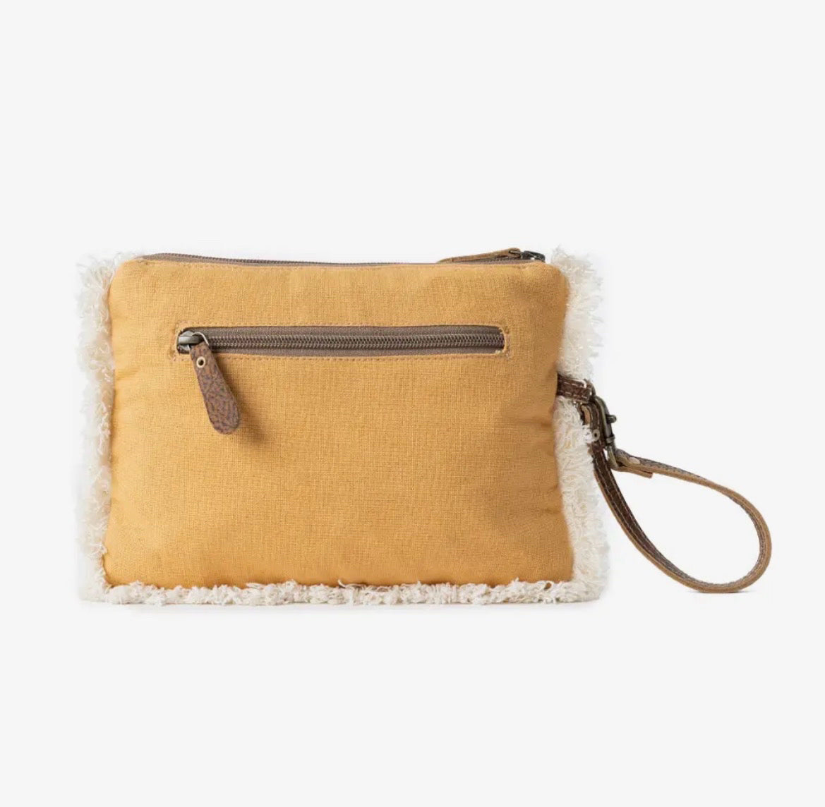 Myra Bag Amber Harvest Embroidered Pouch in Sunshine Tan