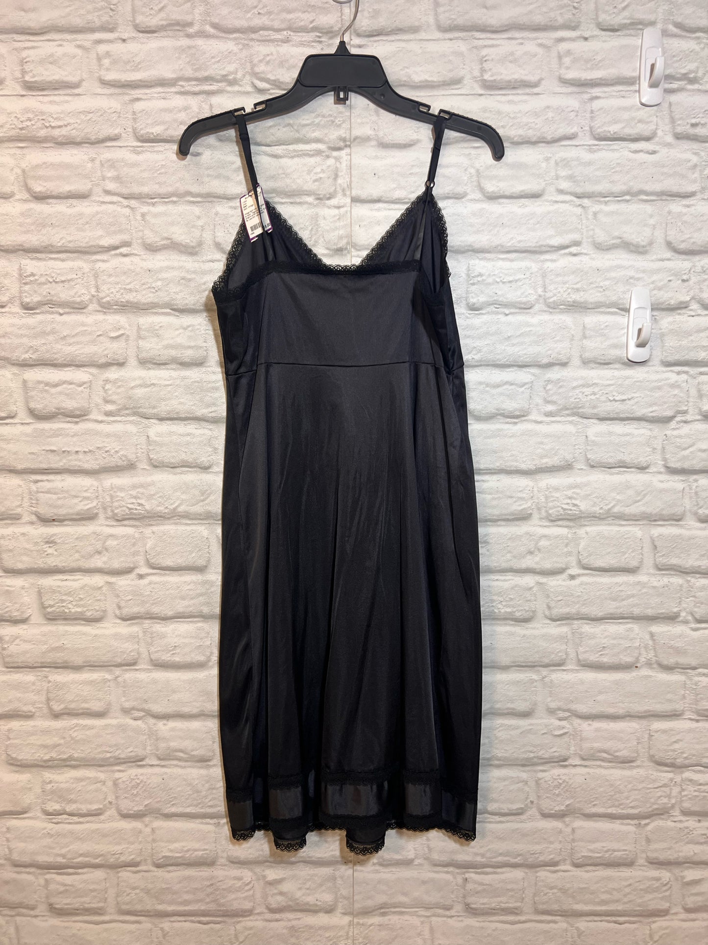 Sears Black Vintage Nylon Slip Size 36 Lace Trim