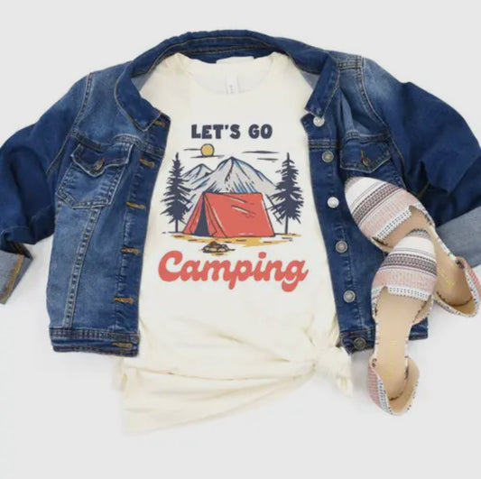 Let's Go Camping T-Shirt - Natural