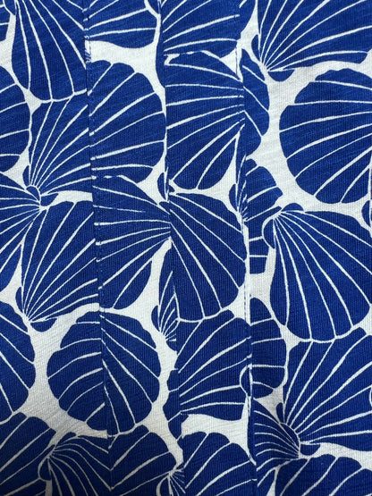 Size L Boden BLue & White Scallop Shell Pattern Cotton Blend Summer Blouse