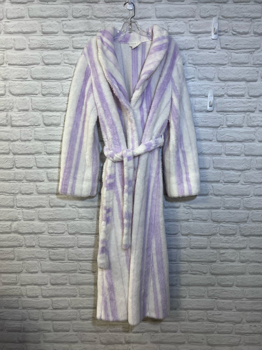 Borg 1970's Striped Fuzzy Bathroom Purple & White Tagged Size Large