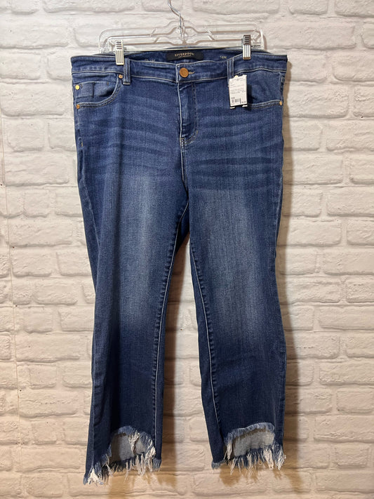 Liverpool Size 16W Crop Flare Jeans Shredded Hems