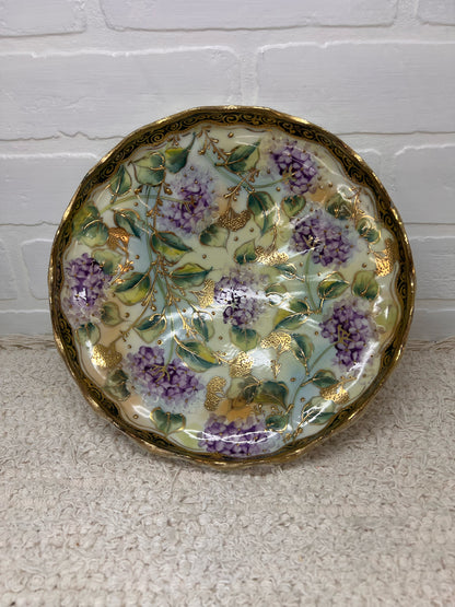 Antique Nippon China Hand-Painted Hydrangeas Footed Serving Bowl