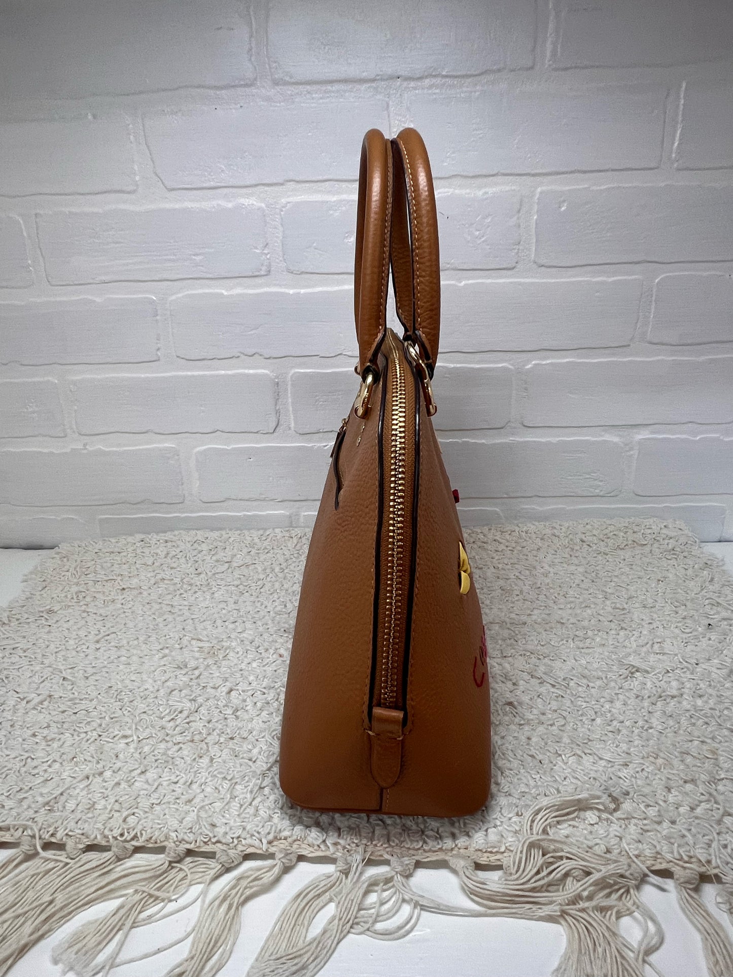 Coach Leather Katy Satchel w/ Diary Embroidery & Coordinating Wallet