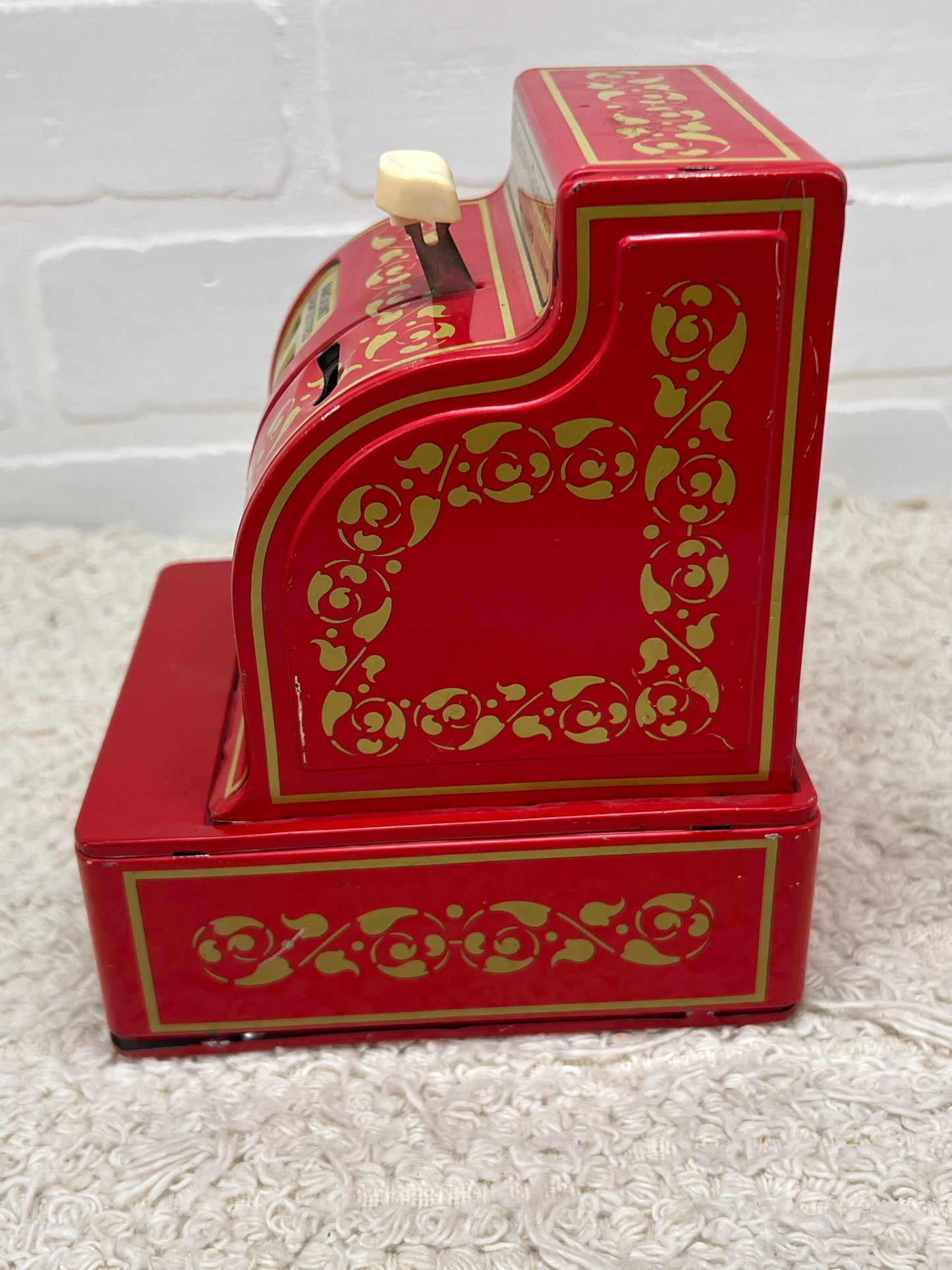 Red Metal. Buddy L Easy-Saver 1970's Cash Register Shaped Coin Bank