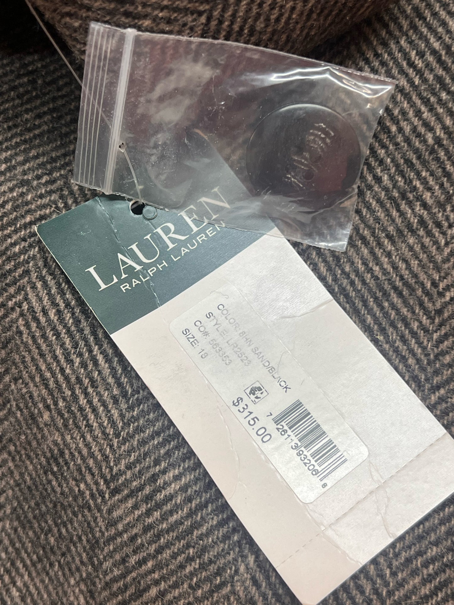 Size 18 Lauren Ralph Lauren Herringbone Tweed  NWT Coat Wool Blend