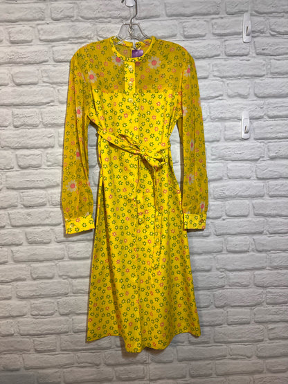 Vintage Bright Yellow Flower Power Mod 60s/70s Dress
