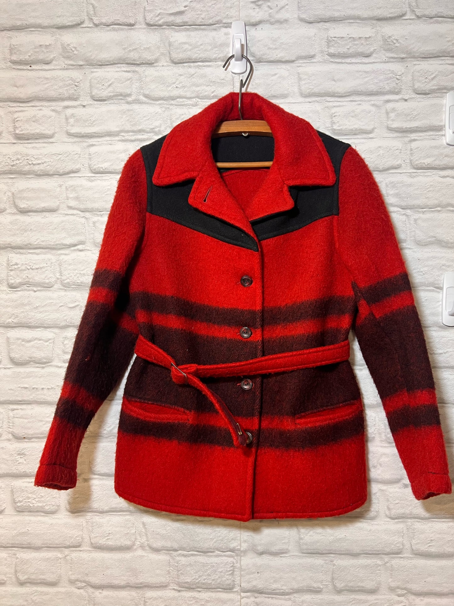 Field & Stream Red & Black Vintage Wool Coat