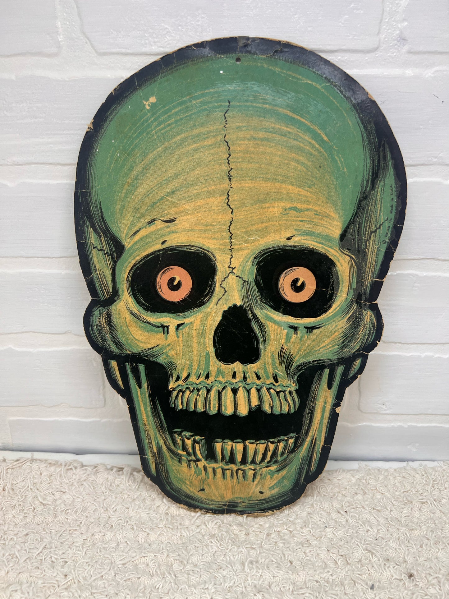 Vintage Beistle Halloween Glow in the Dark Skull