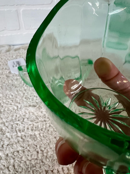 Vintage uranium glass cream and sugar set