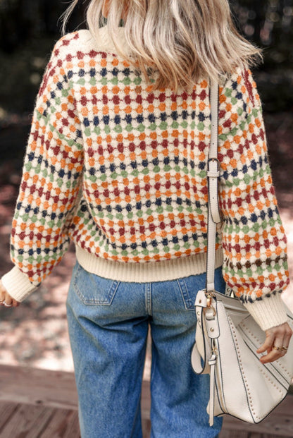 Bee Balm Boutique Dotty Pattern V-Neck Cardigan